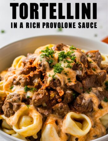 Cheesesteak Tortellini in Rich Provolone Sauce