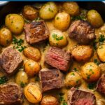 Quick & Easy Garlic Butter Steak Bites with Golden Potatoes