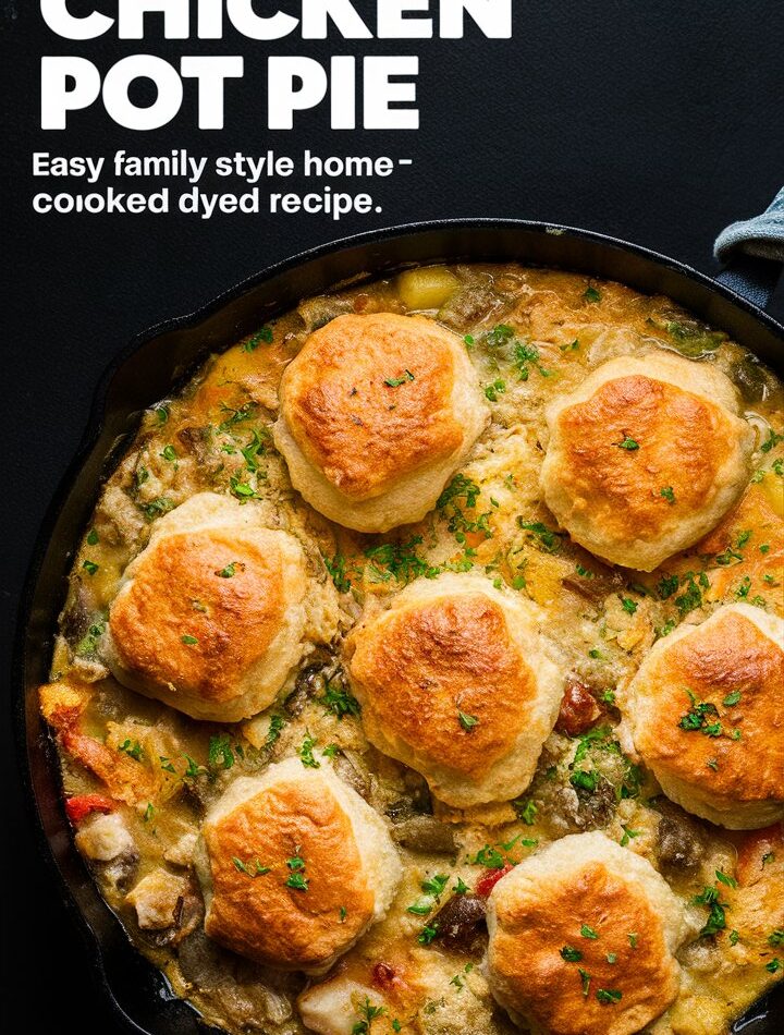 Cheddar Biscuit Topped Harvest Chicken Pot Pie