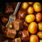 Slow Cooker Garlic Butter Beef Bites & Potatoes