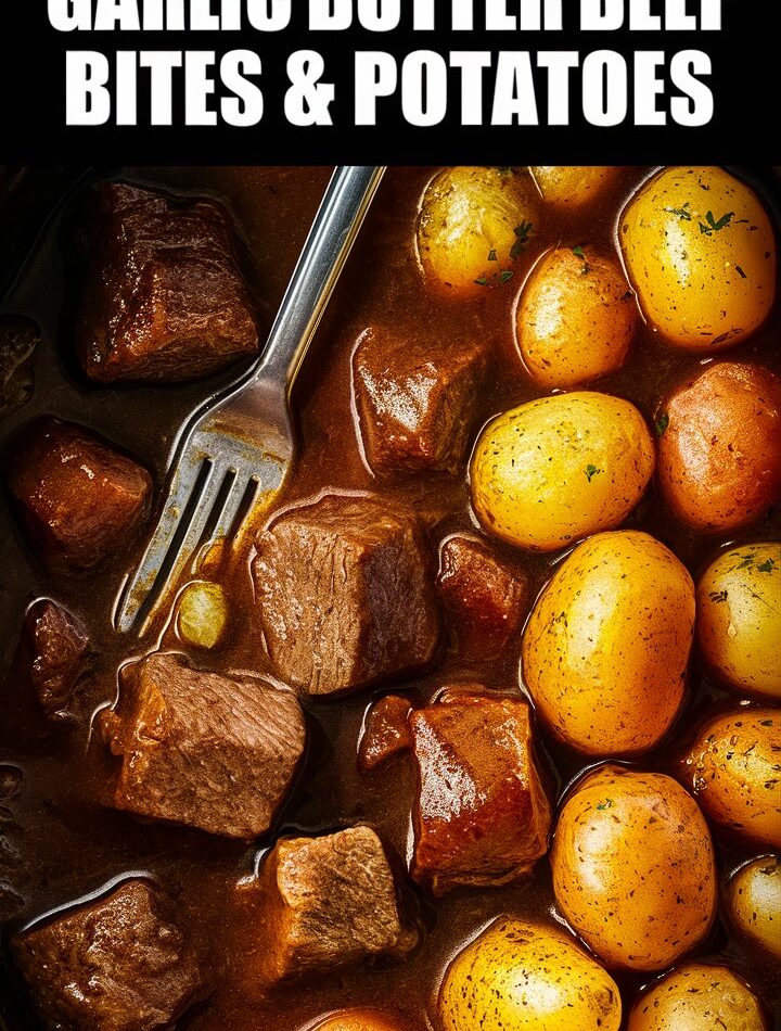 Slow Cooker Garlic Butter Beef Bites & Potatoes