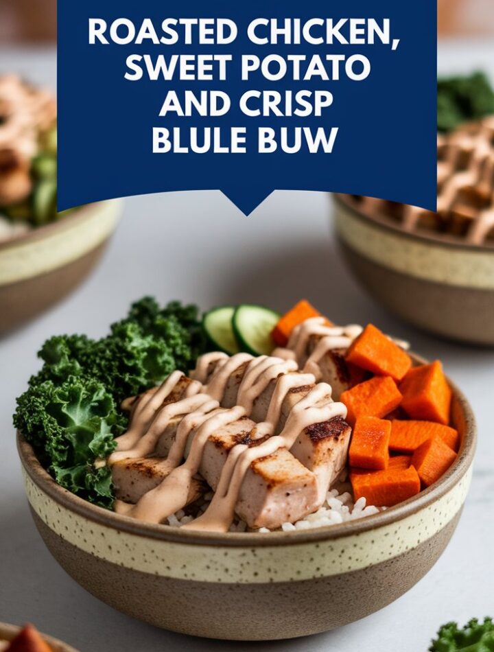 Roasted Chicken Sweet Potato and Kale Bowls